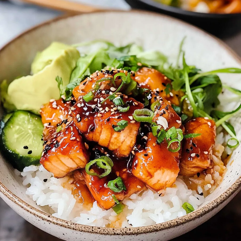Honey Garlic Salmon Rice Bowl Aromatic