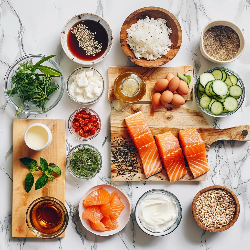 Honey Garlic Salmon Rice Bowl Aromatic ingredients