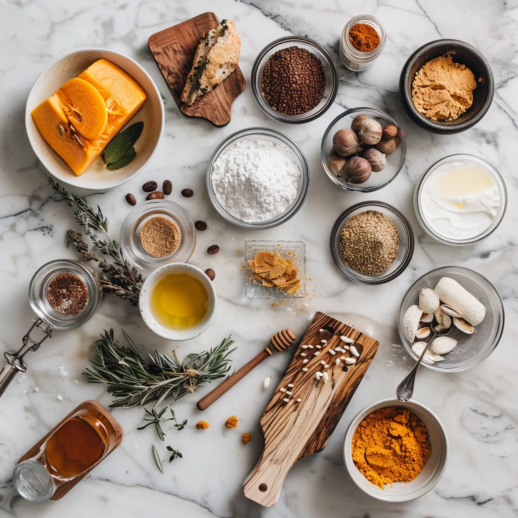 Pumpkin Coffee Cake Recipe Golden ingredients