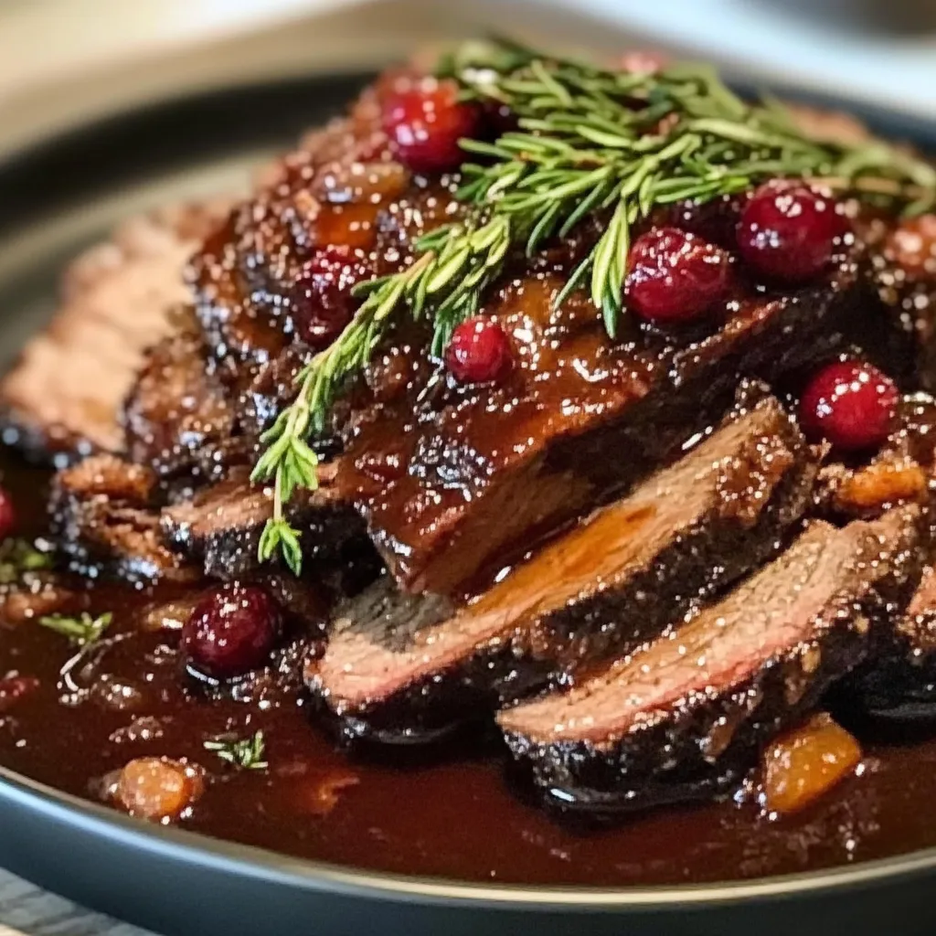 Savory Slow Cooker Cranberry Glazed Brisket