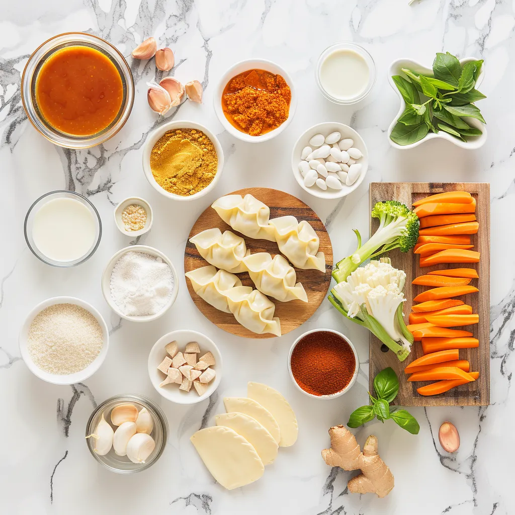 Thai Red Curry Potsticker Soup Flavorful ingredients