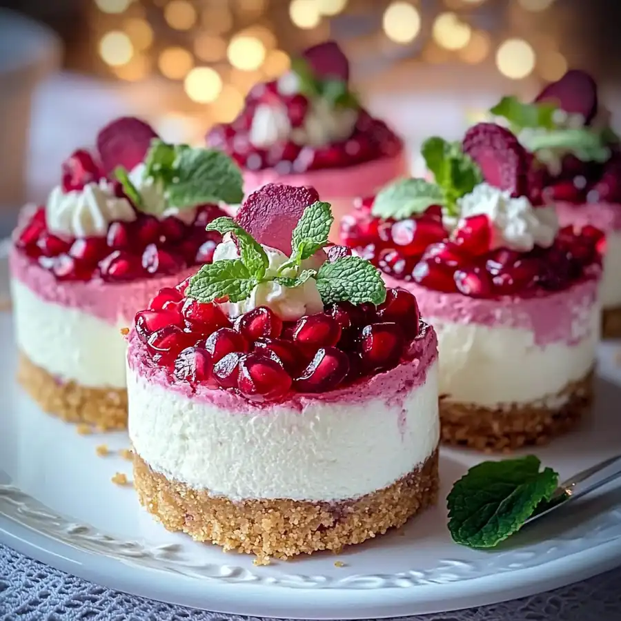 Pomegranate & Mint Cheesecake Towers – Fresh & Fruity