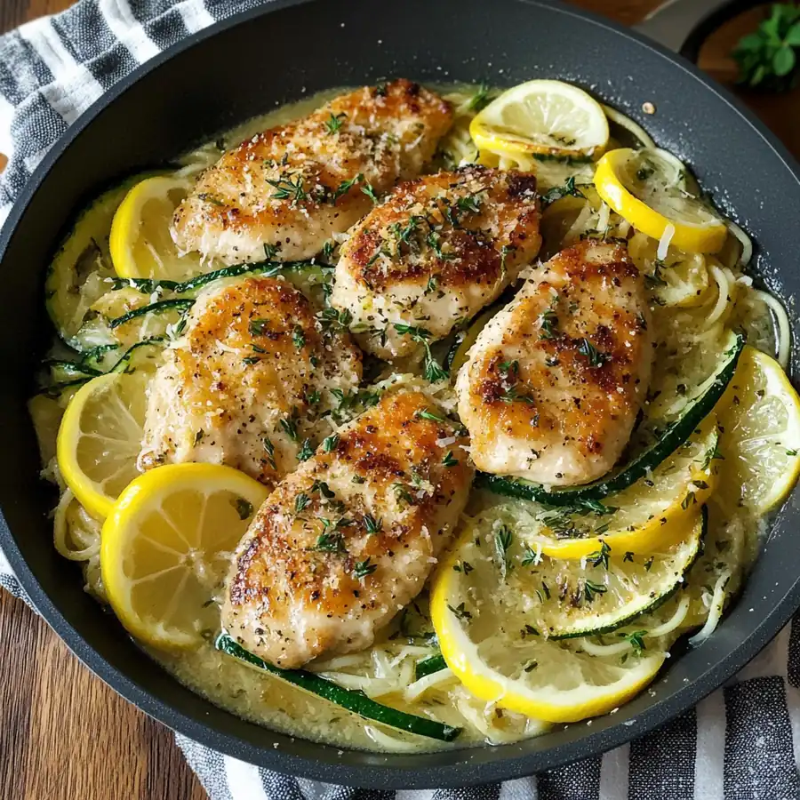 One-Skillet Lemon Parmesan Chicken & Zucchini Delight: Perfect Weeknight Dinner Idea