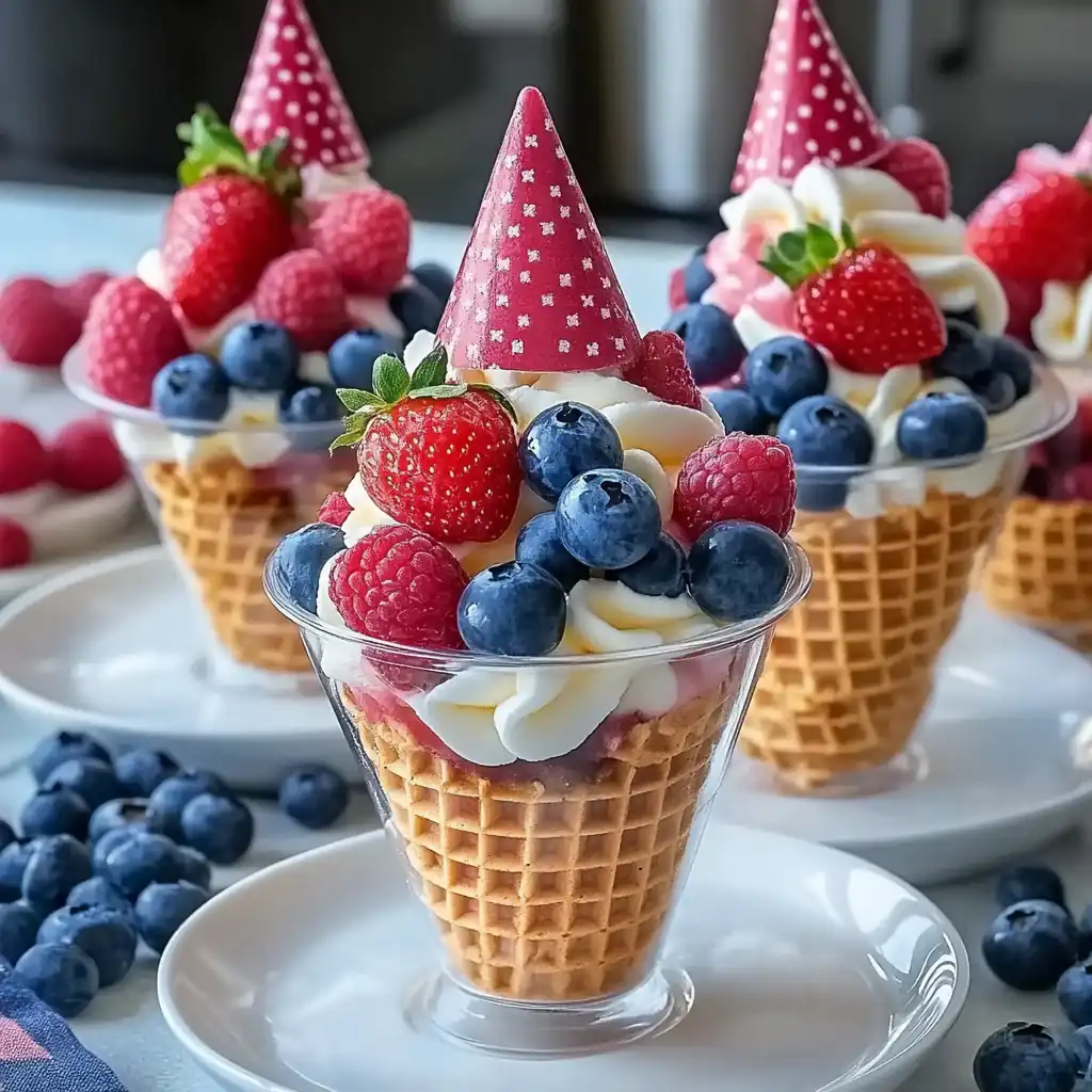 Red White and Blue Fruit Cones for Your Party