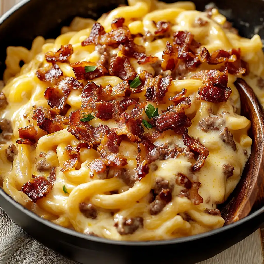 Indulgent Loaded Bacon Cheeseburger Alfredo Pasta – Comfort and Flavor