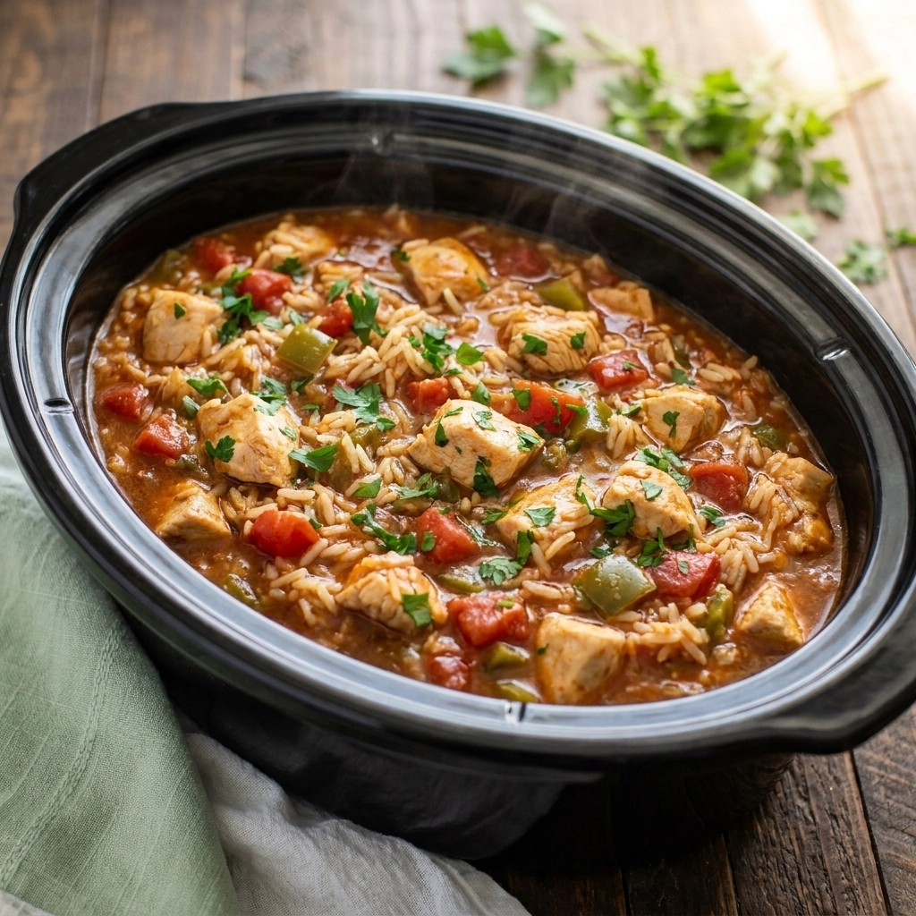 Slow Cooker Chicken Jambalaya — Set It and Forget It!