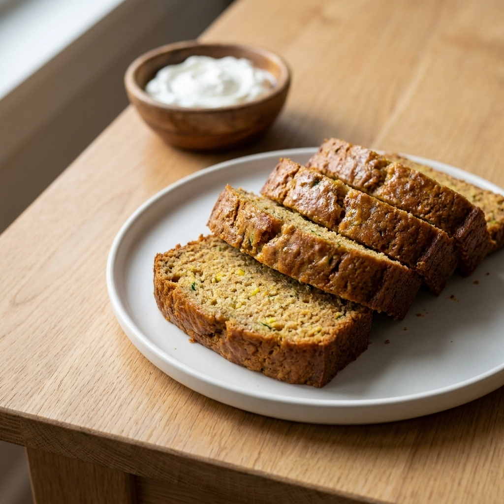 Healthy Zucchini Bread with Greek Yogurt Recipe Easy Moist No Oil | Low Calorie Bread