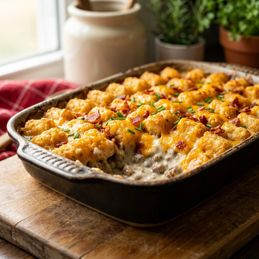 Savory Loaded Tater Tot Casserole Recipe with Crispy Bacon and Cheese Easy Guide | Comfort Food