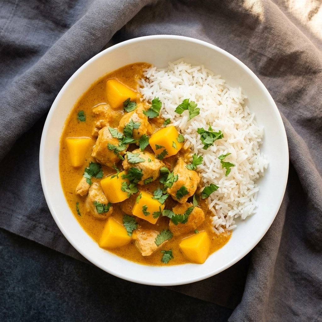 Creamy Slow Cooker Mango Chicken Curry — Easy Tropical Dinner