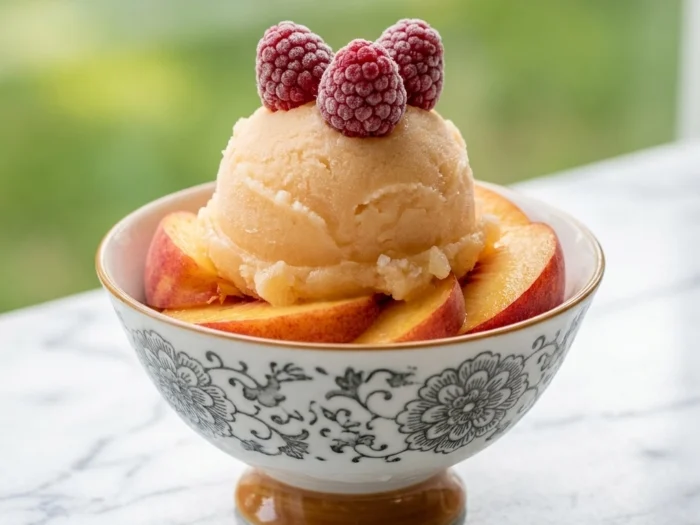 Cool Down With This Refreshing No-Churn Peach Sorbet!