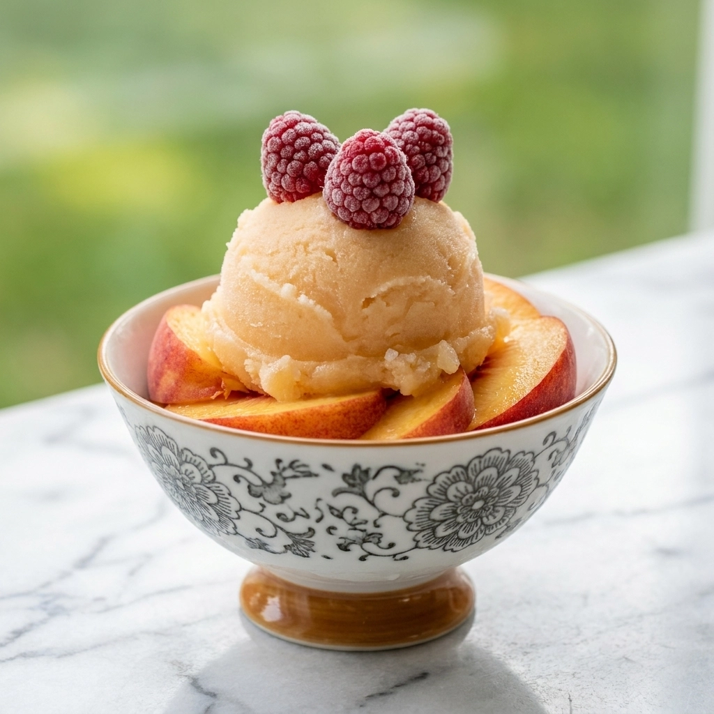 Cool Down With This Refreshing No-Churn Peach Sorbet!