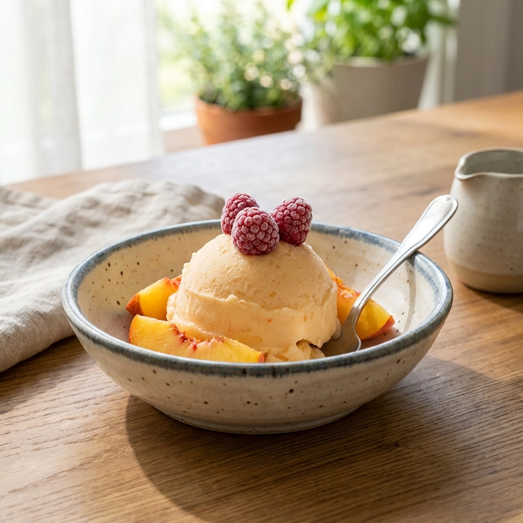 Cool Down With This Refreshing No-Churn Peach Sorbet!