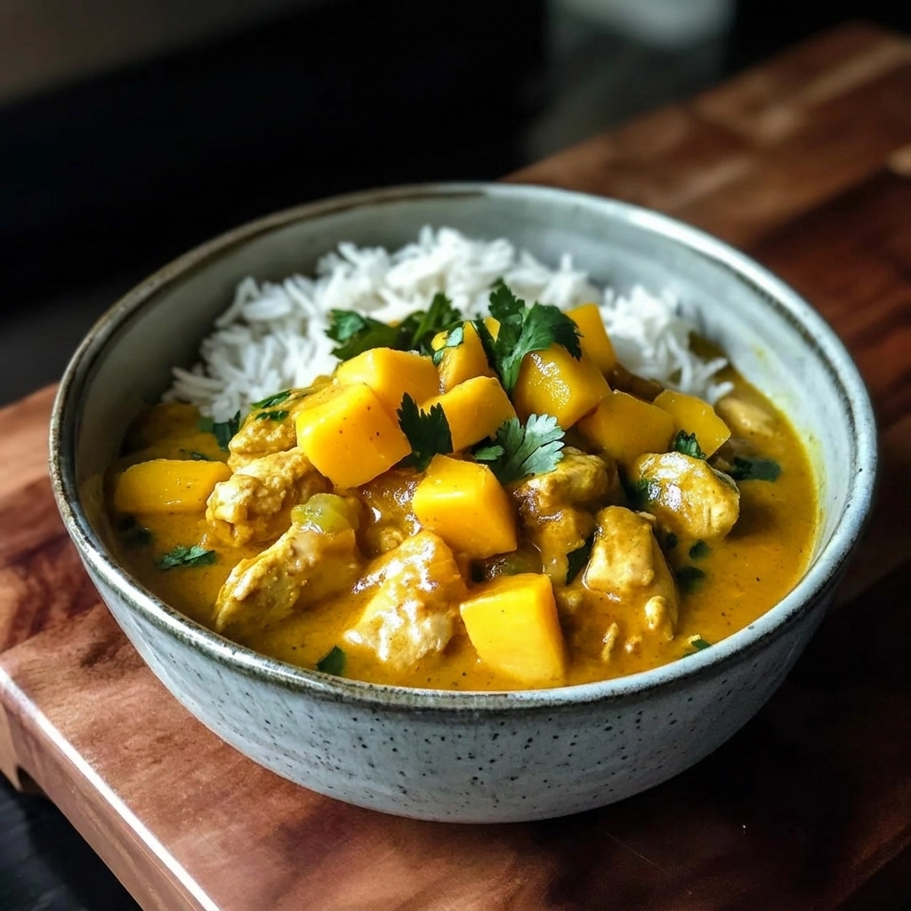 Creamy Slow Cooker Mango Chicken Curry — Easy Tropical Dinner