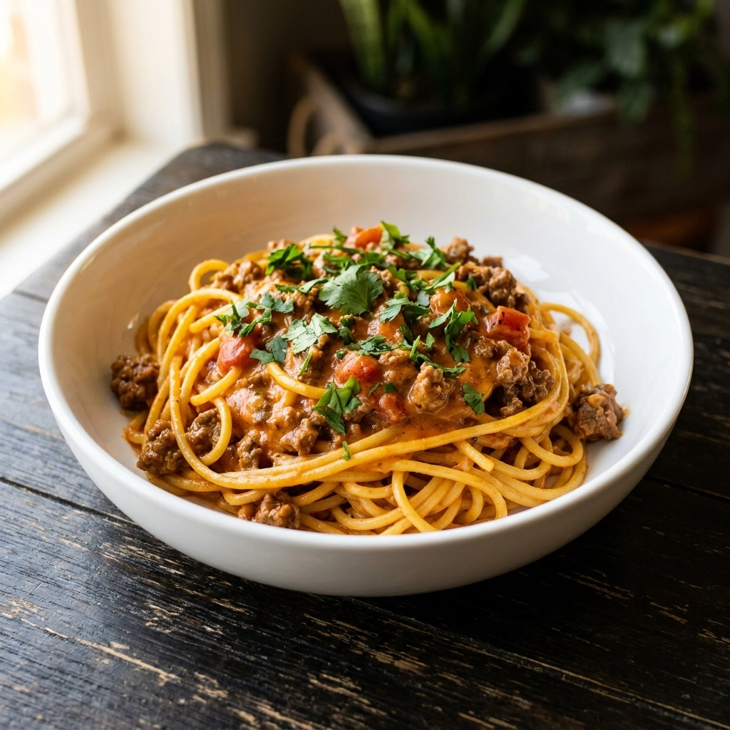 Slow Cooker Taco Spaghetti: The Ultimate Fusion Comfort Food | Easy Dinner Idea