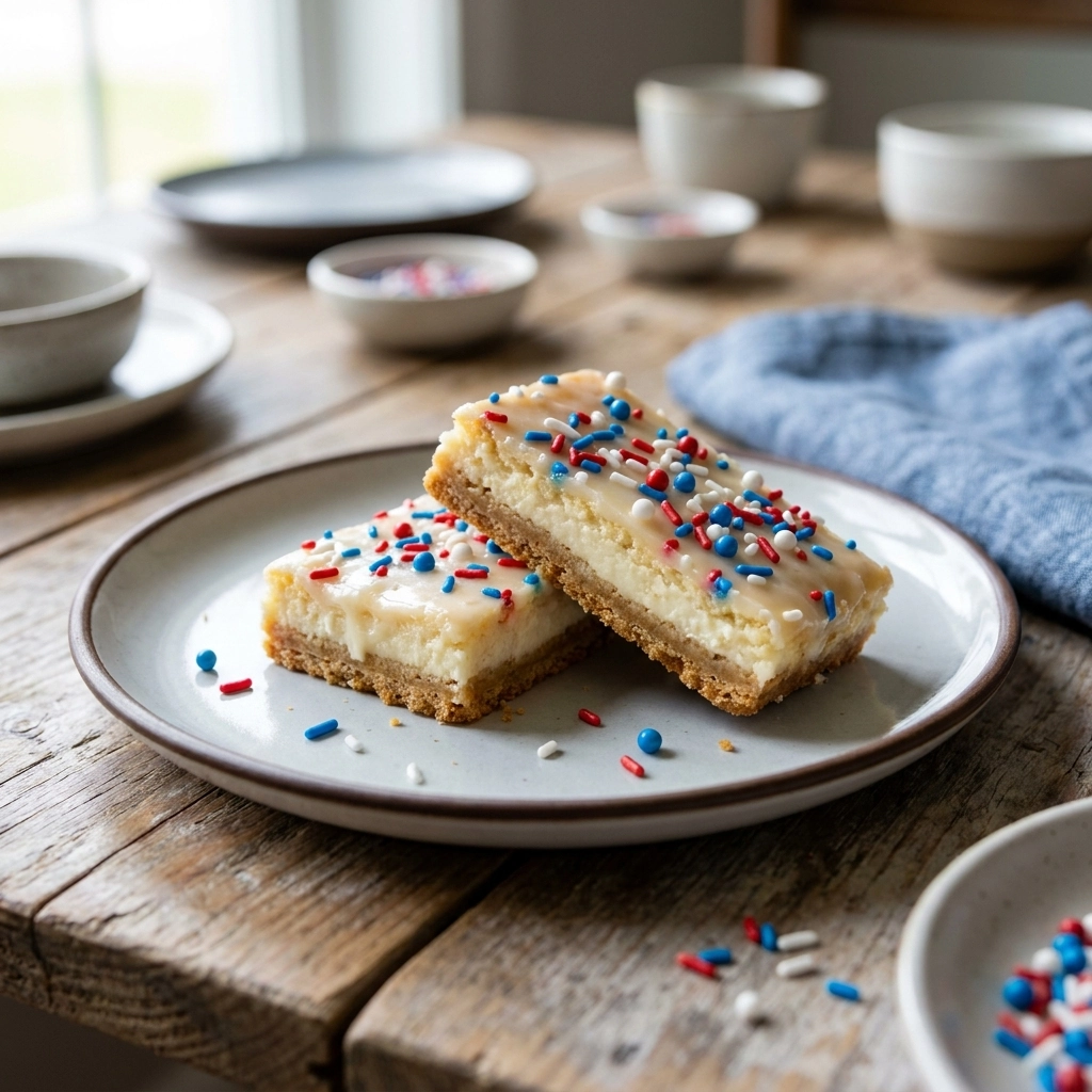 Festive Red White and Blue Cookie Bars for July 4th