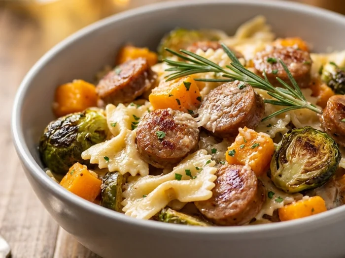 Healthy Sausage Pasta Squash Bake – Easy Cozy Fall Dinner Recipe | Autumn Meal Prep
