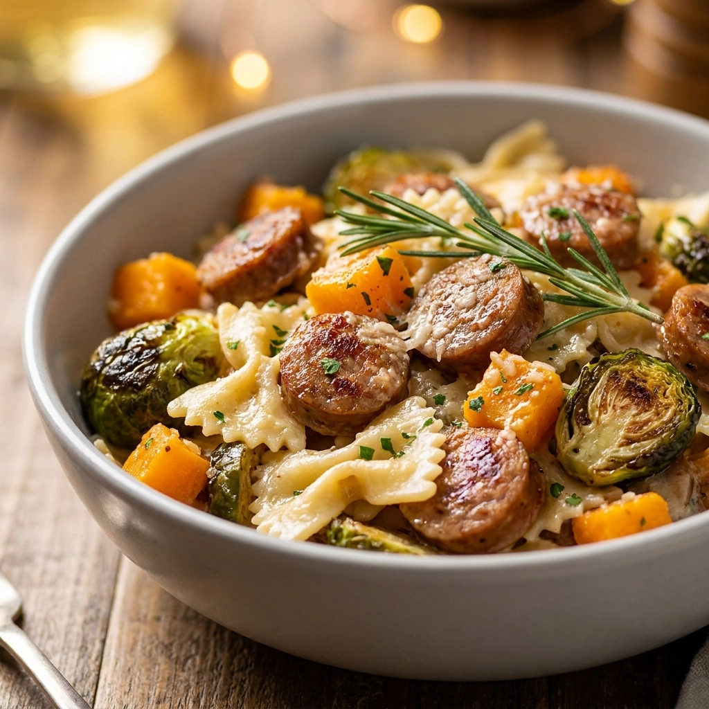 Healthy Sausage Pasta Squash Bake – Easy Cozy Fall Dinner Recipe | Autumn Meal Prep