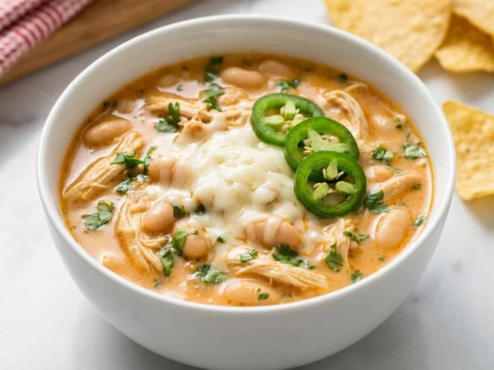 Slow Cooker White Bean Chicken Chili Recipe | Easy Healthy Crockpot Dinner