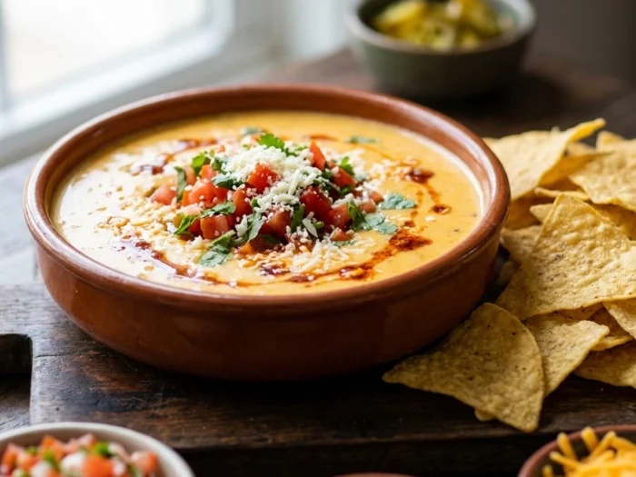 Delicious Nacho Bar Station with Creamy Slow Cooker Queso Recipe Guide | Party Appetizer Idea
