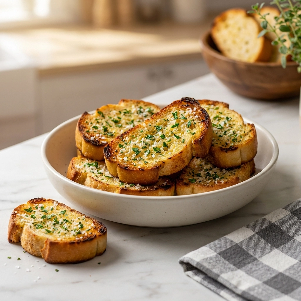 Crispy Air Fryer Garlic Bread with Golden Butter | Easy Garlic Bread Recipe