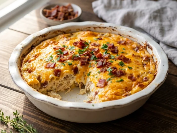 Creamy Keto Crack Chicken Casserole Recipe with Crispy Bacon | Low Carb Dinner Ideas