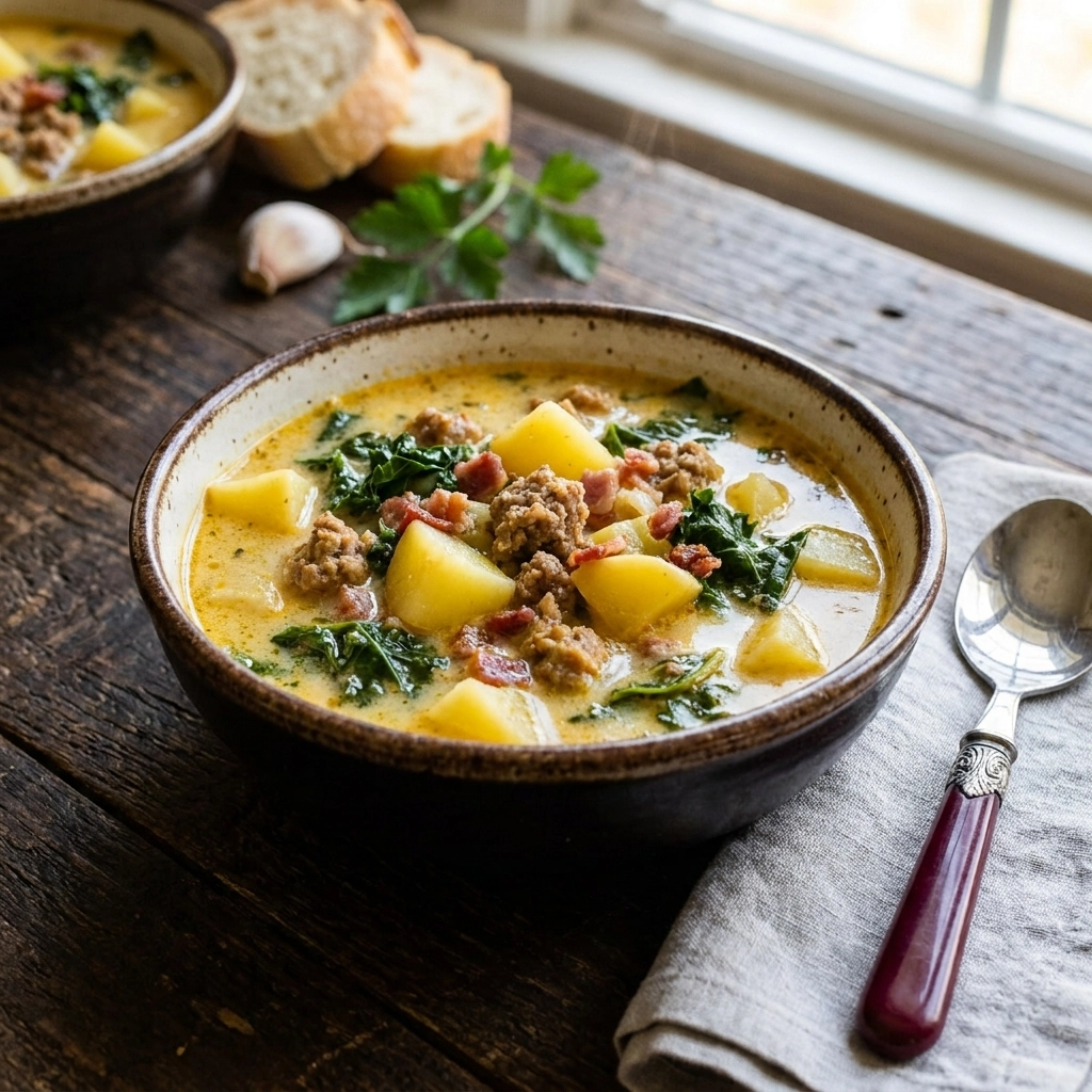 Creamy Slow Cooker Zuppa Toscana | Easy Crockpot Italian Sausage Soup