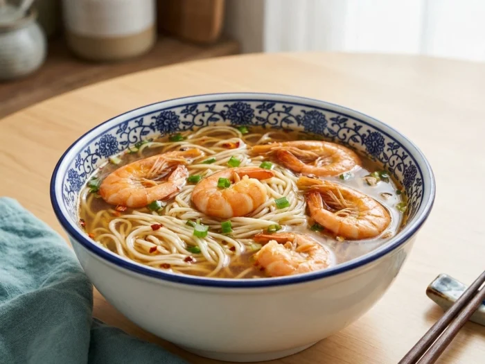 Authentic Chinese Shrimp Noodle Soup | Easy Homemade Asian Noodle Soup Recipe