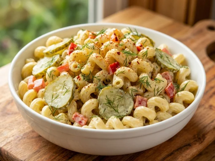 Flavorful Dill Pickle Pasta Salad Recipe Easy 5-Ingredient Summer Side Dish | Picnic Sides