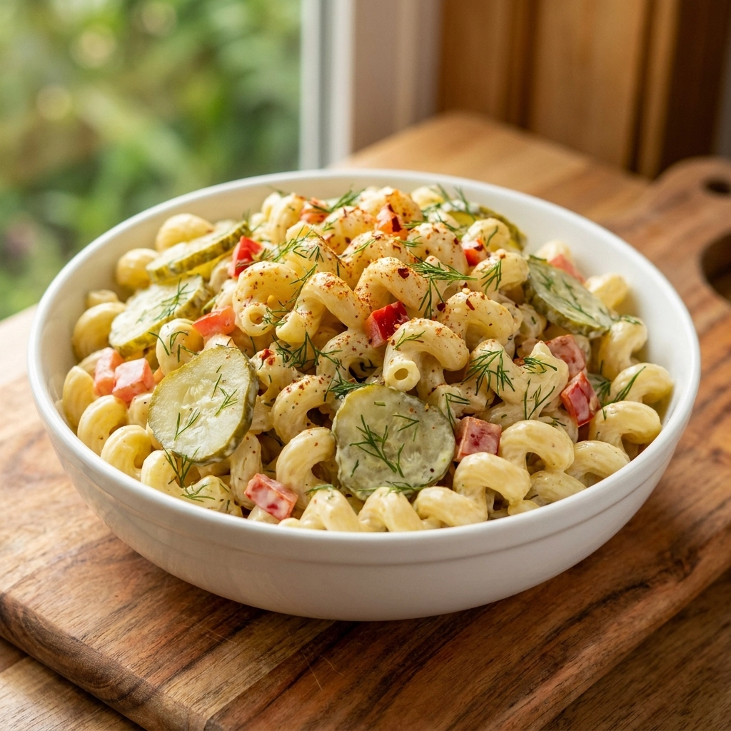 Flavorful Dill Pickle Pasta Salad Recipe Easy 5-Ingredient Summer Side Dish | Picnic Sides