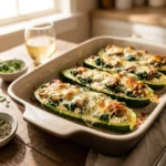 Spinach, Mushroom, and Ricotta Stuffed Zucchini Recipe | Healthy Low Carb Side Dish