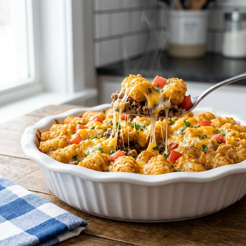 The Ultimate Comfort: Cheeseburger Tater Tot Casserole | Easy Family Dinner Ideas