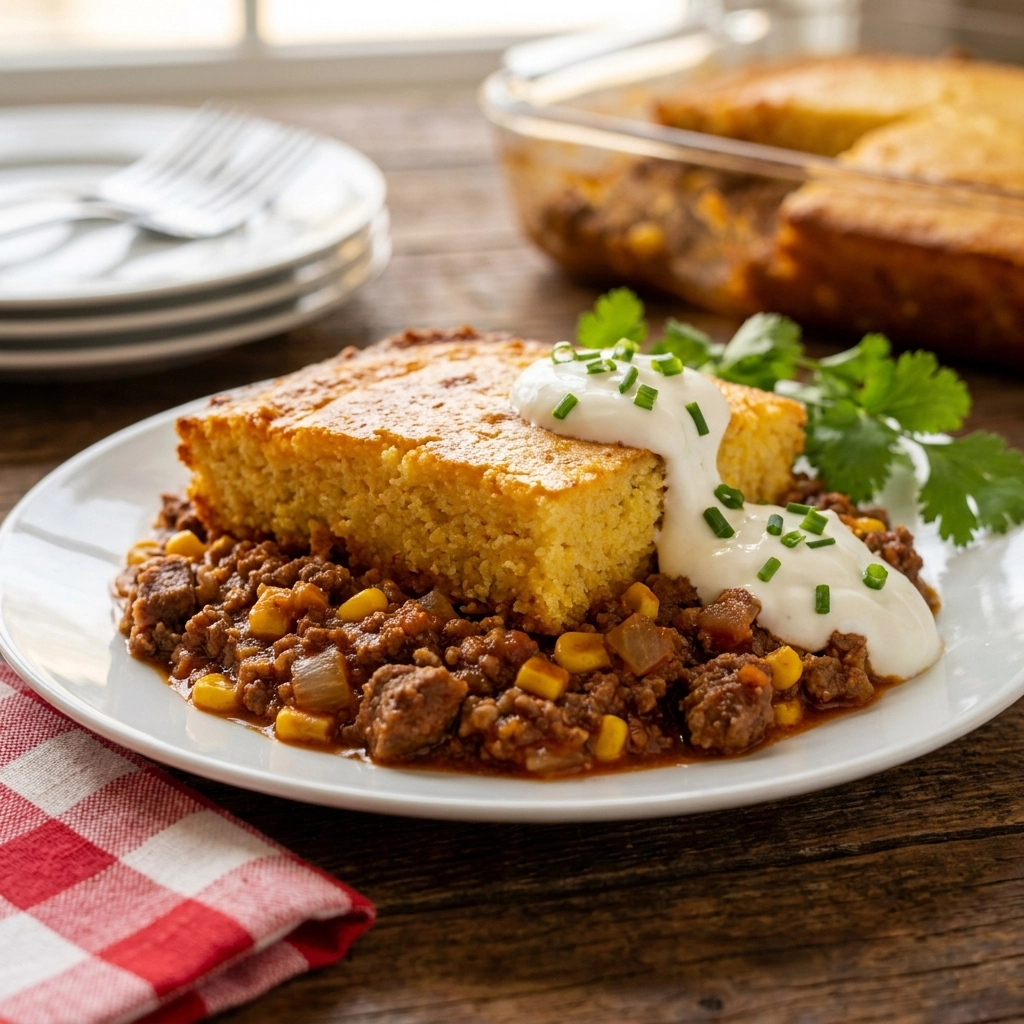 Sloppy Joe Casserole With Cornbread | Easy Family Dinner Casserole Recipe