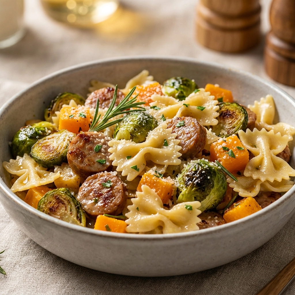 Healthy Sausage Pasta Squash Bake – Easy Cozy Fall Dinner Recipe | Autumn Meal Prep