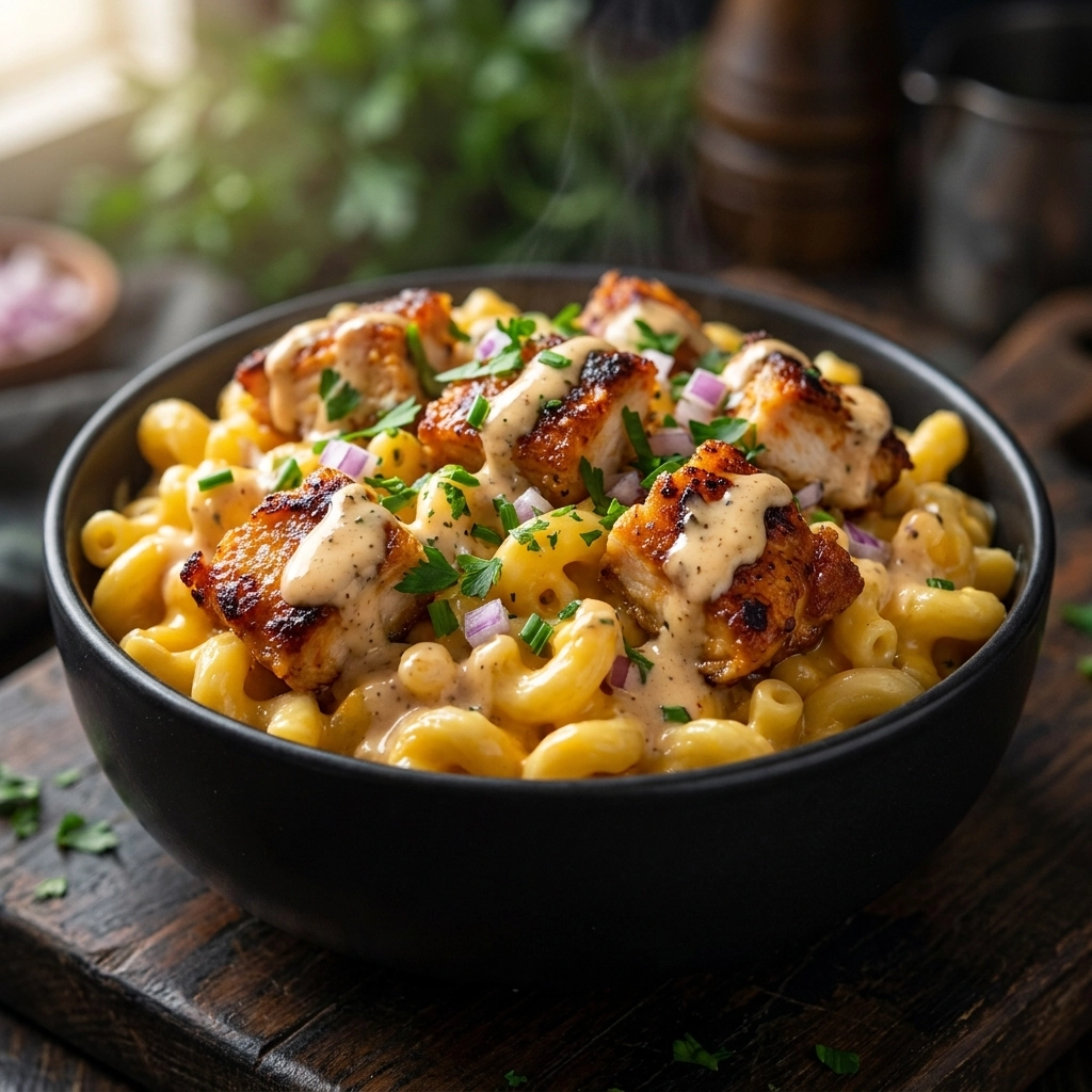 Copycat Applebee’s Honey Pepper Chicken Mac and Cheese | Easy Dinner Idea