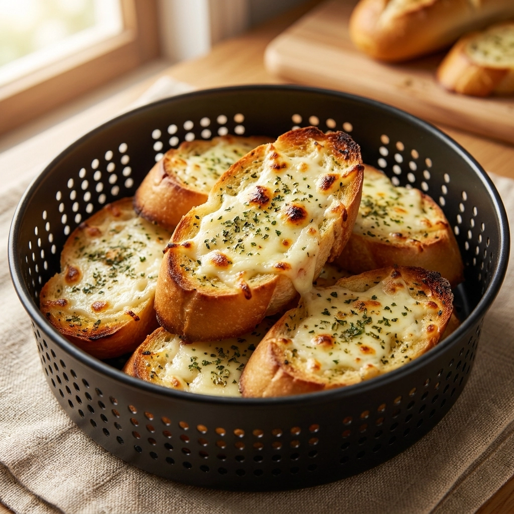 Crispy Air Fryer Garlic Bread with Golden Butter | Easy Garlic Bread Recipe