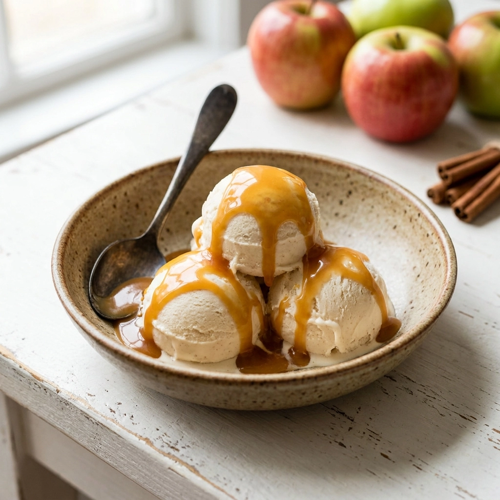 Creamy Apple Cider Caramel Ice Cream for Cozy Fall Nights | Best Autumn Dessert