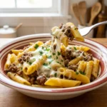 Cheesy Penne with Garlic Butter Ground Beef Recipe | Easy Beef Pasta Dinner