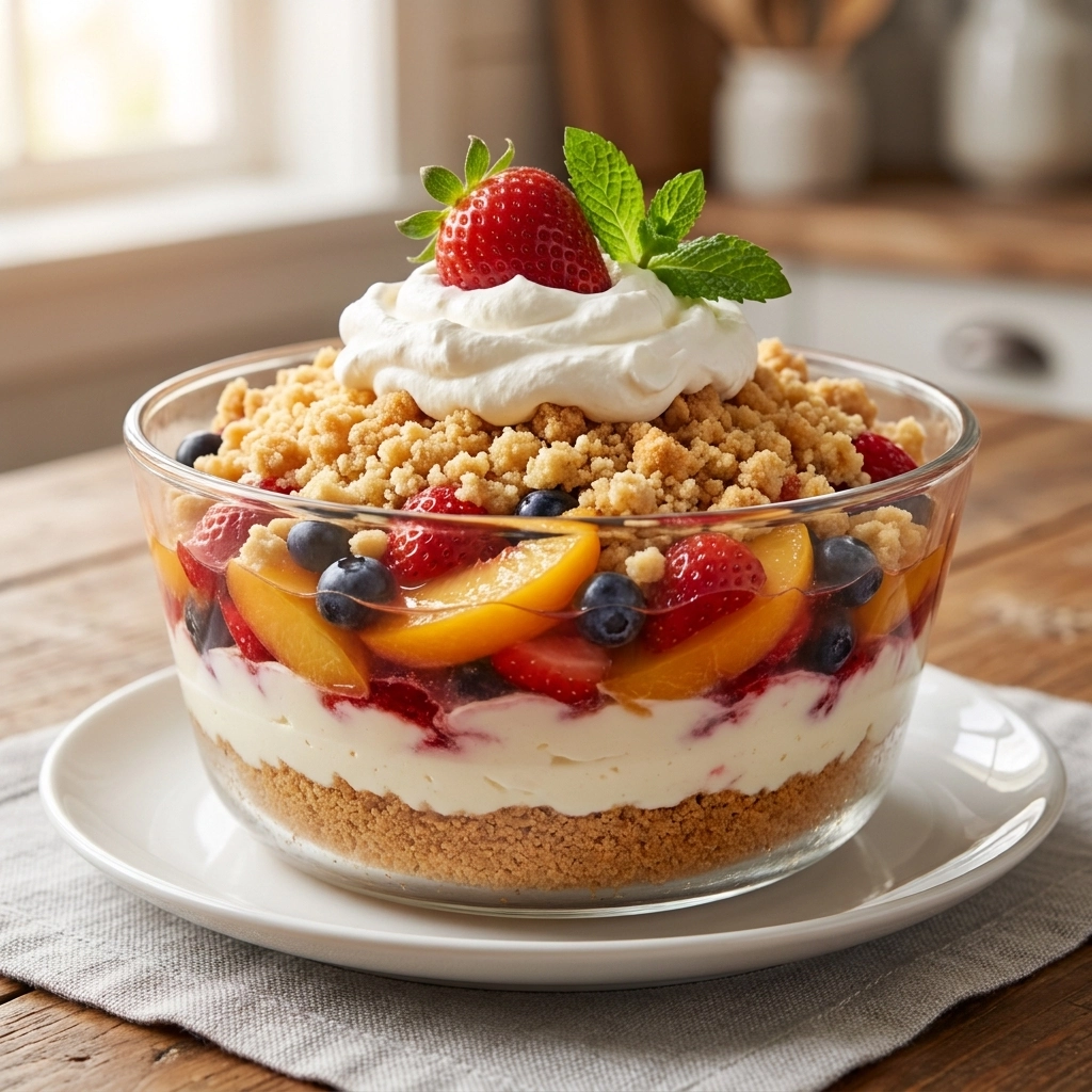Peach Cobbler Cheesecake Fruit Salad: The Ultimate Summer Fusion | Easy Summer Dessert