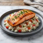 Honey Cajun Salmon Rice Skillet | Easy One Pan Salmon Dinner Recipe