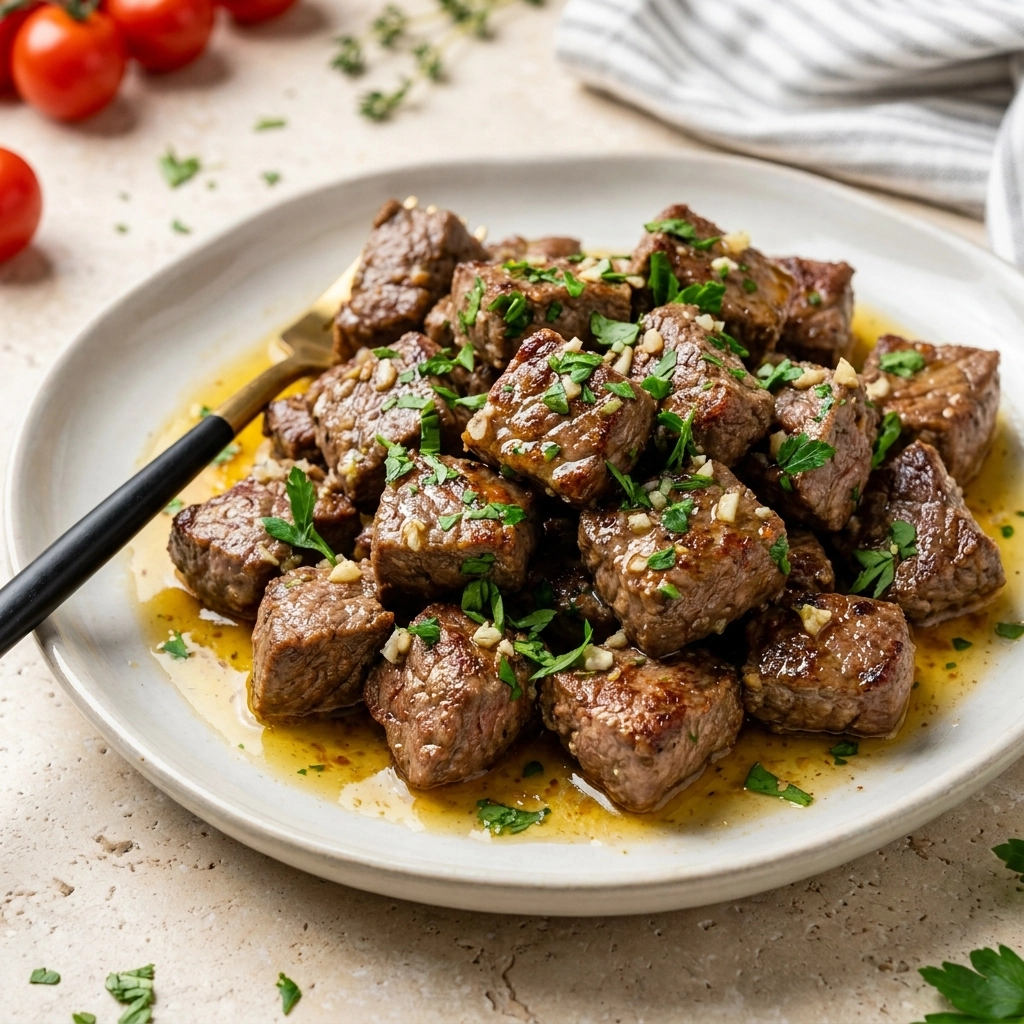 Air Fryer Steak Bites with Garlic Butter | Easy Low Carb Keto Dinner Idea