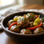 Tangy Crockpot Pepperoncini Meatballs | Easy Slow Cooker Appetizer Recipe