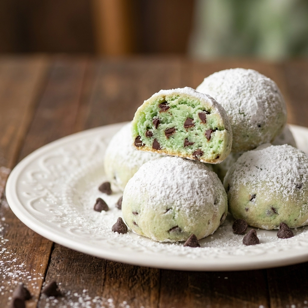 Mint Chocolate Chip Snowball Cookies: A Winter Wonderland Treat | Easy Holiday Dessert