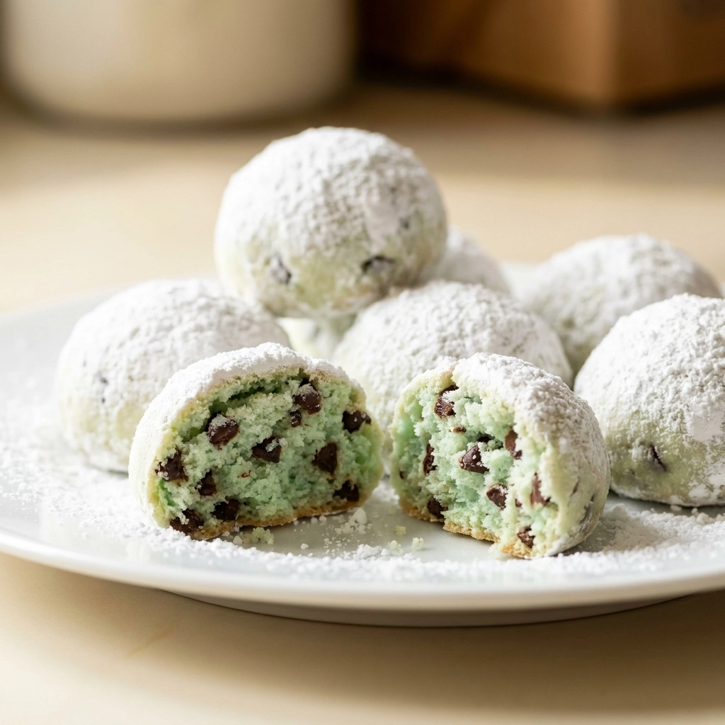 Mint Chocolate Chip Snowball Cookies: A Winter Wonderland Treat | Easy Holiday Dessert