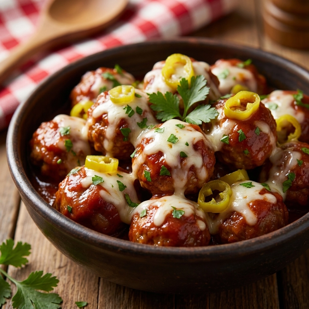 Tangy Crockpot Pepperoncini Meatballs | Easy Slow Cooker Appetizer Recipe
