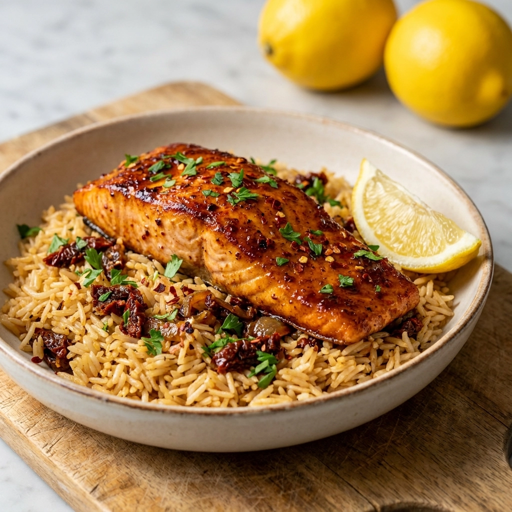Honey Cajun Salmon Rice Skillet | Easy One Pan Salmon Dinner Recipe
