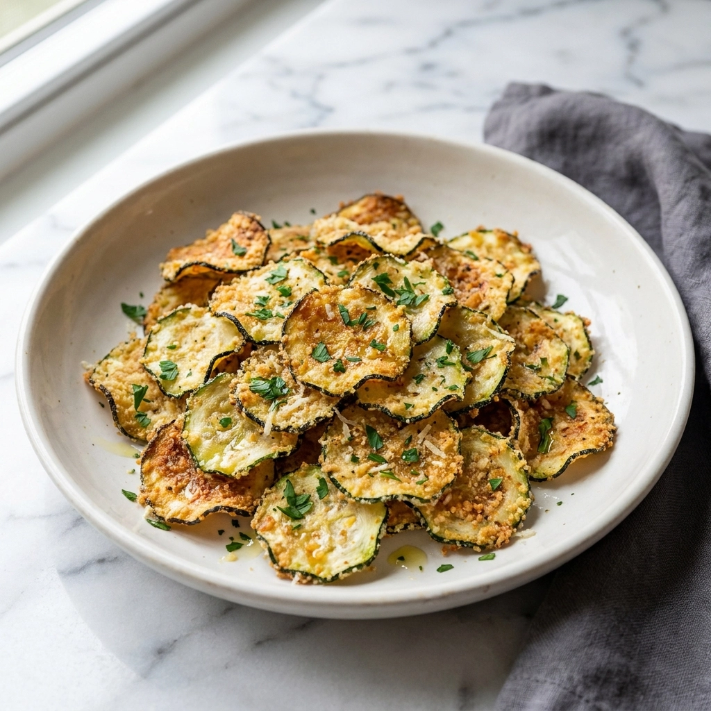 Crispy Air Fryer Zucchini Chips with Parmesan | Healthy Low Carb Snack Recipe